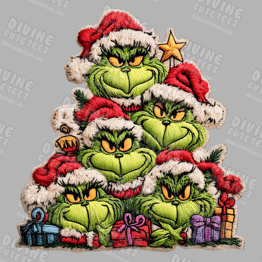 Green Man Christmas Tree Stack DTF Transfer