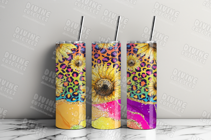 Rainbow Marble Sunflower 20oz Sublimation Transfer
