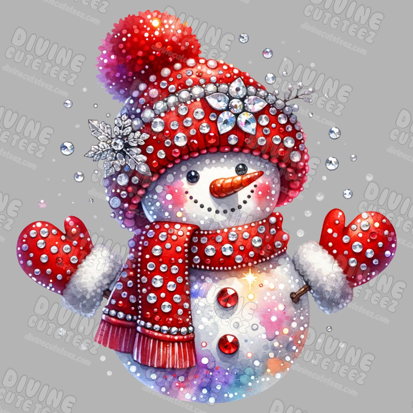 Bling Snowman DTF Transfer