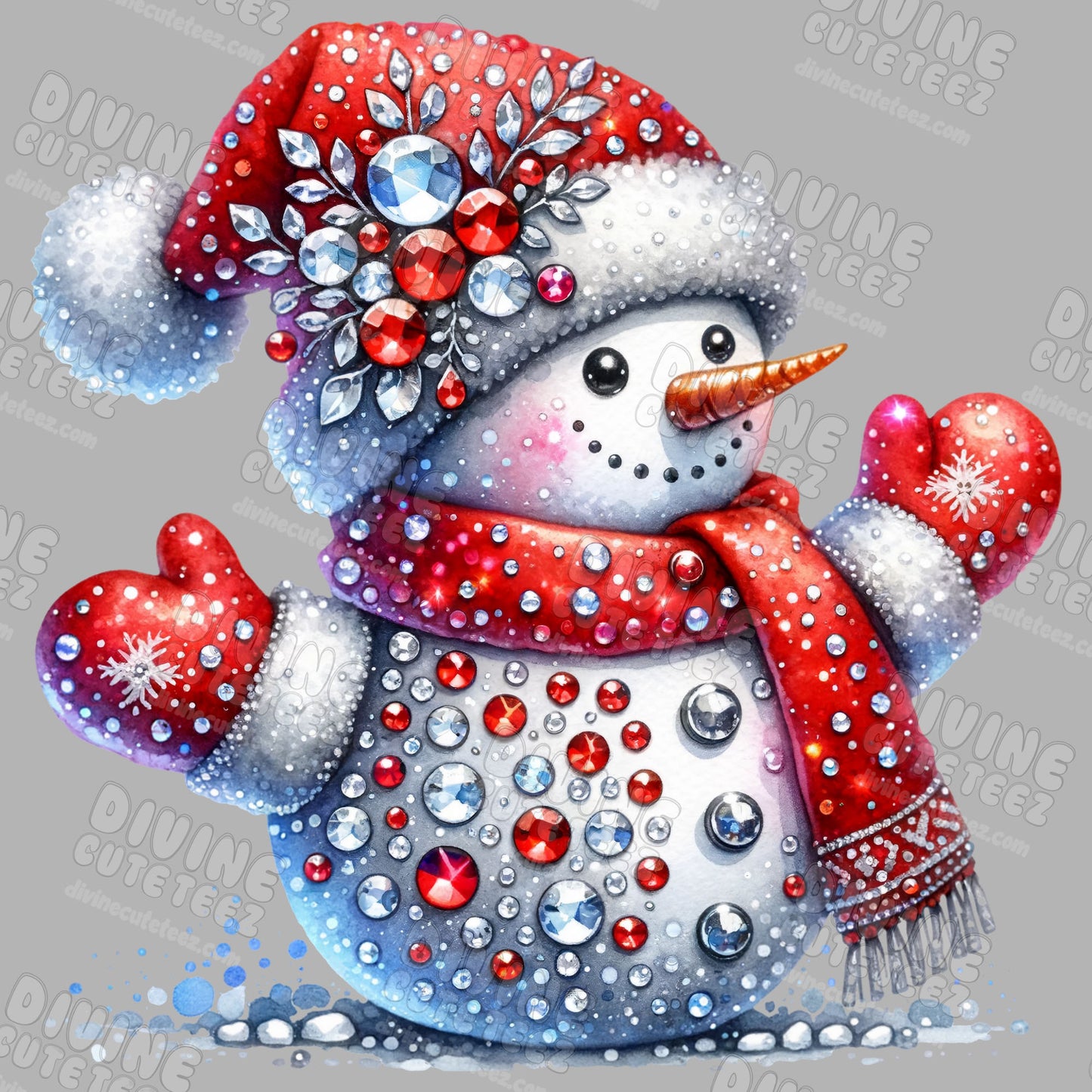 Bling Snowman DTF Transfer