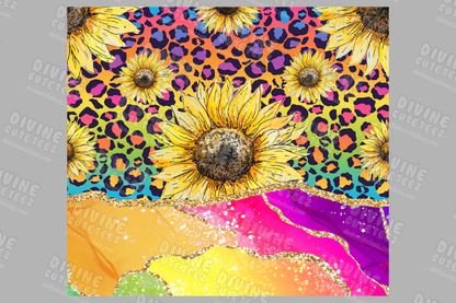Rainbow Marble Sunflower 20oz Sublimation Transfer