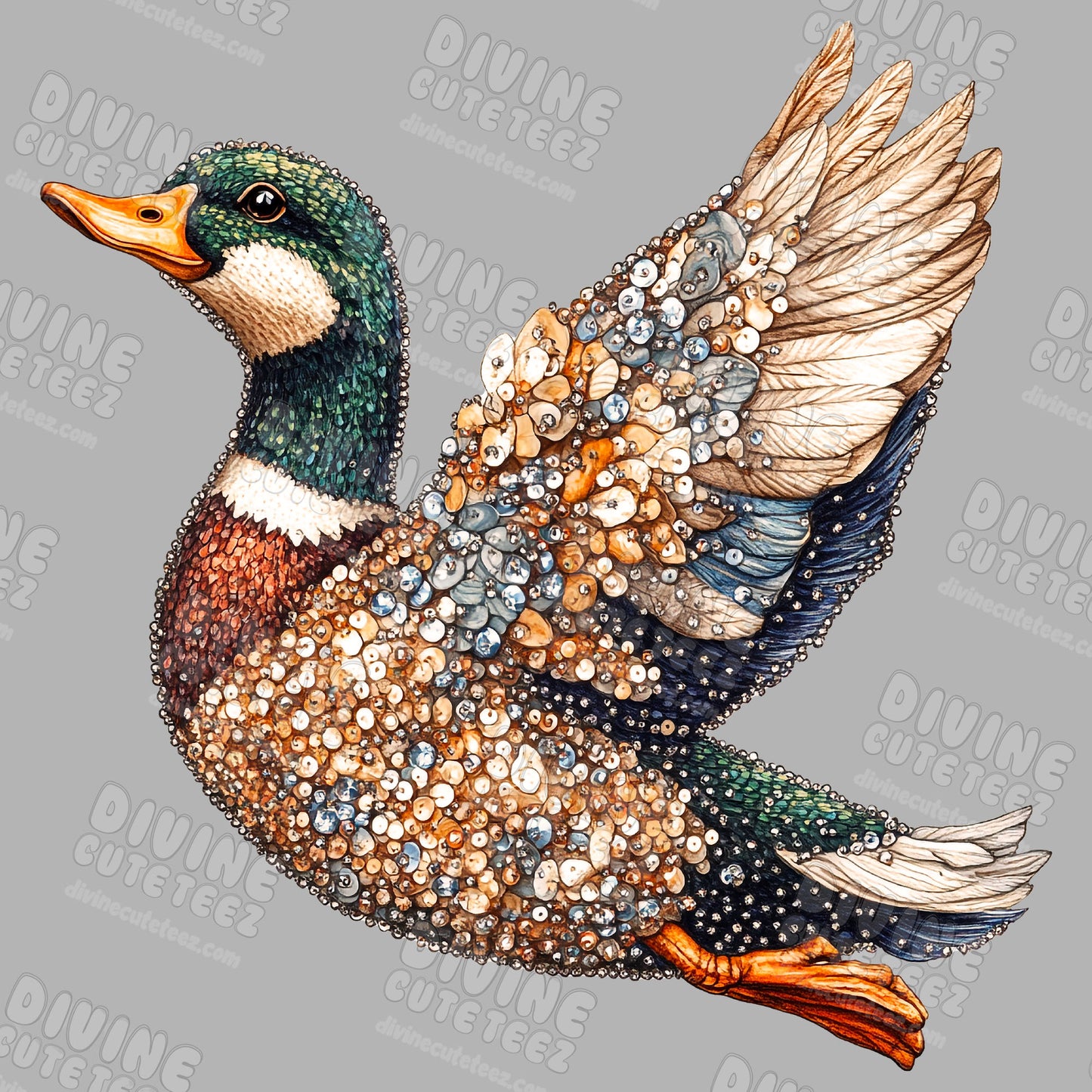 Rhinestone Duck DTF Transfer