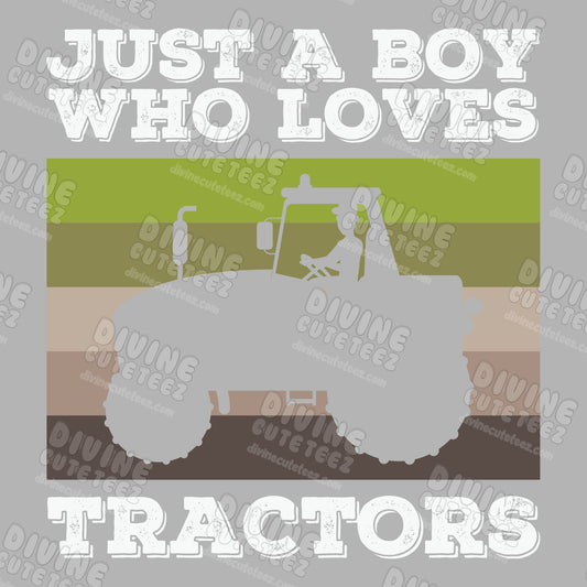 Just A Boy Who Loves Tractors DTF Transfer