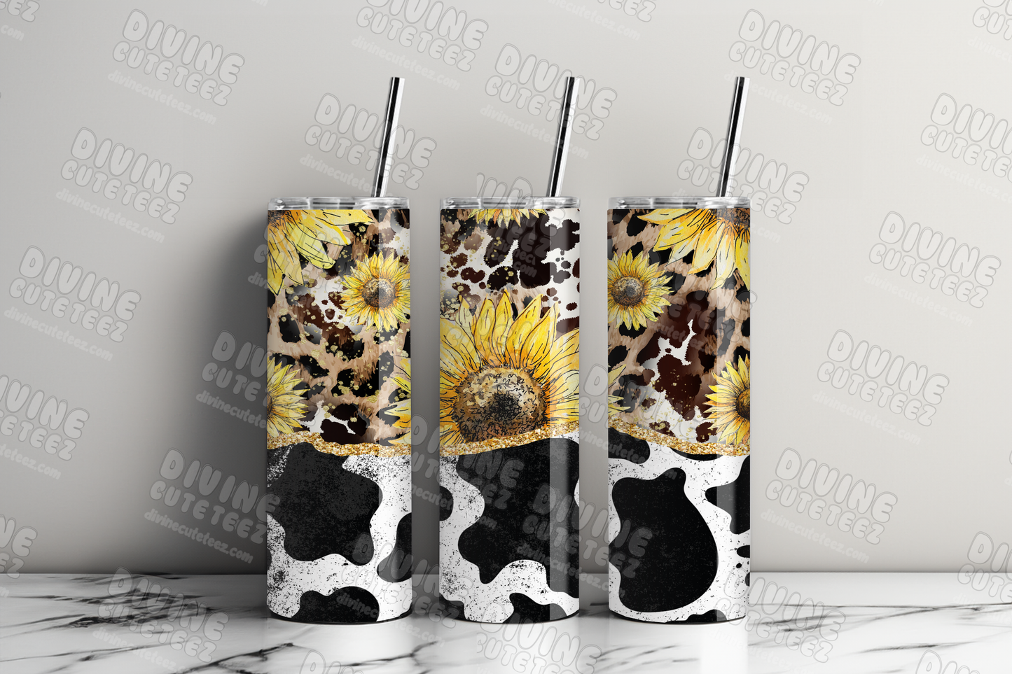 Cowprint Sunflower 20oz Sublimation Transfer
