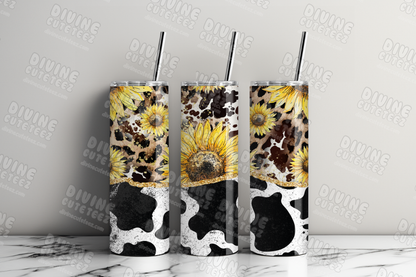 Cowprint Sunflower 20oz Sublimation Transfer