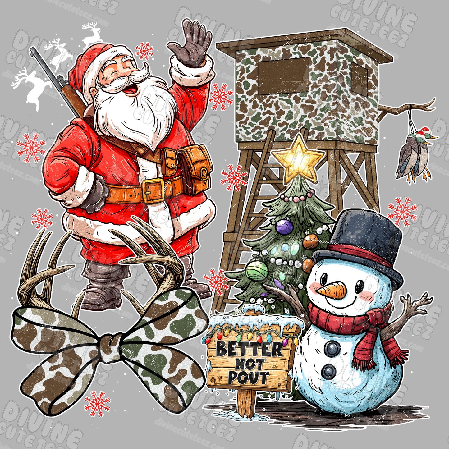 Santa Hunting Stand DTF Transfer