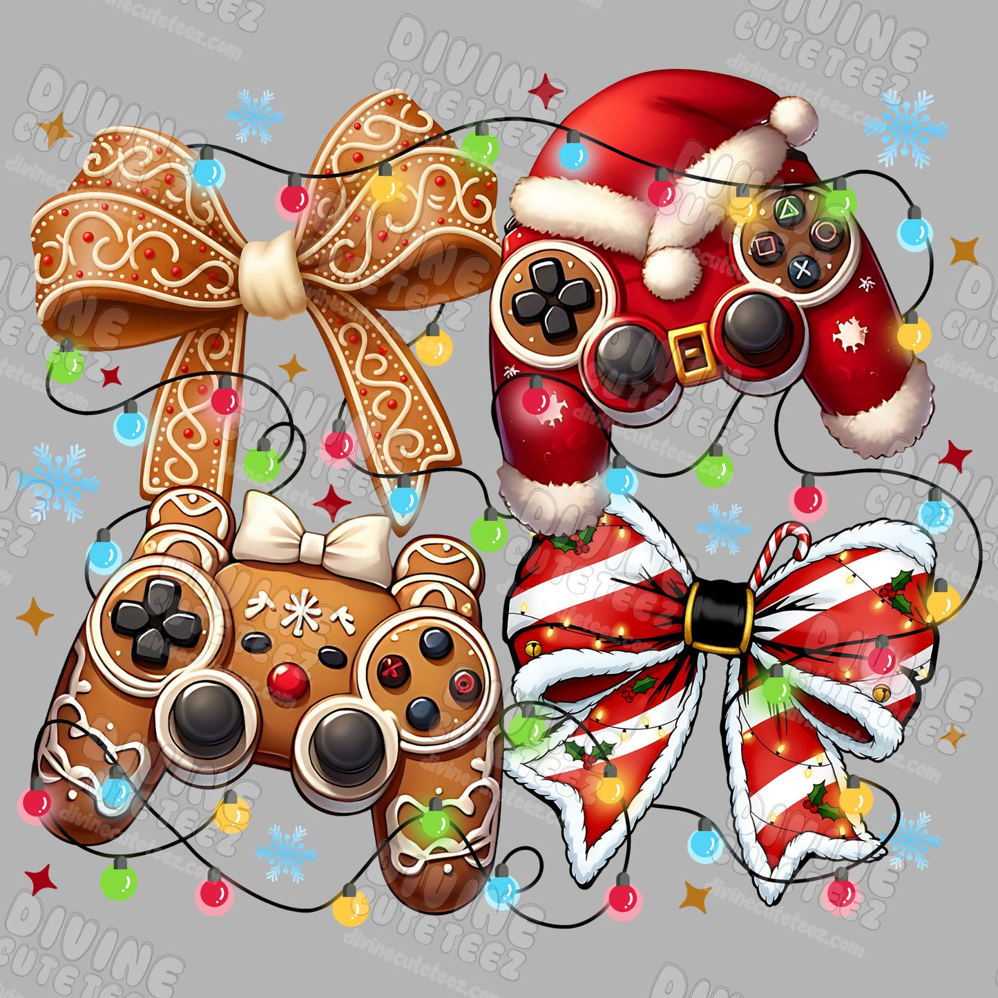 Christmas Game Controllers DTF Transfer