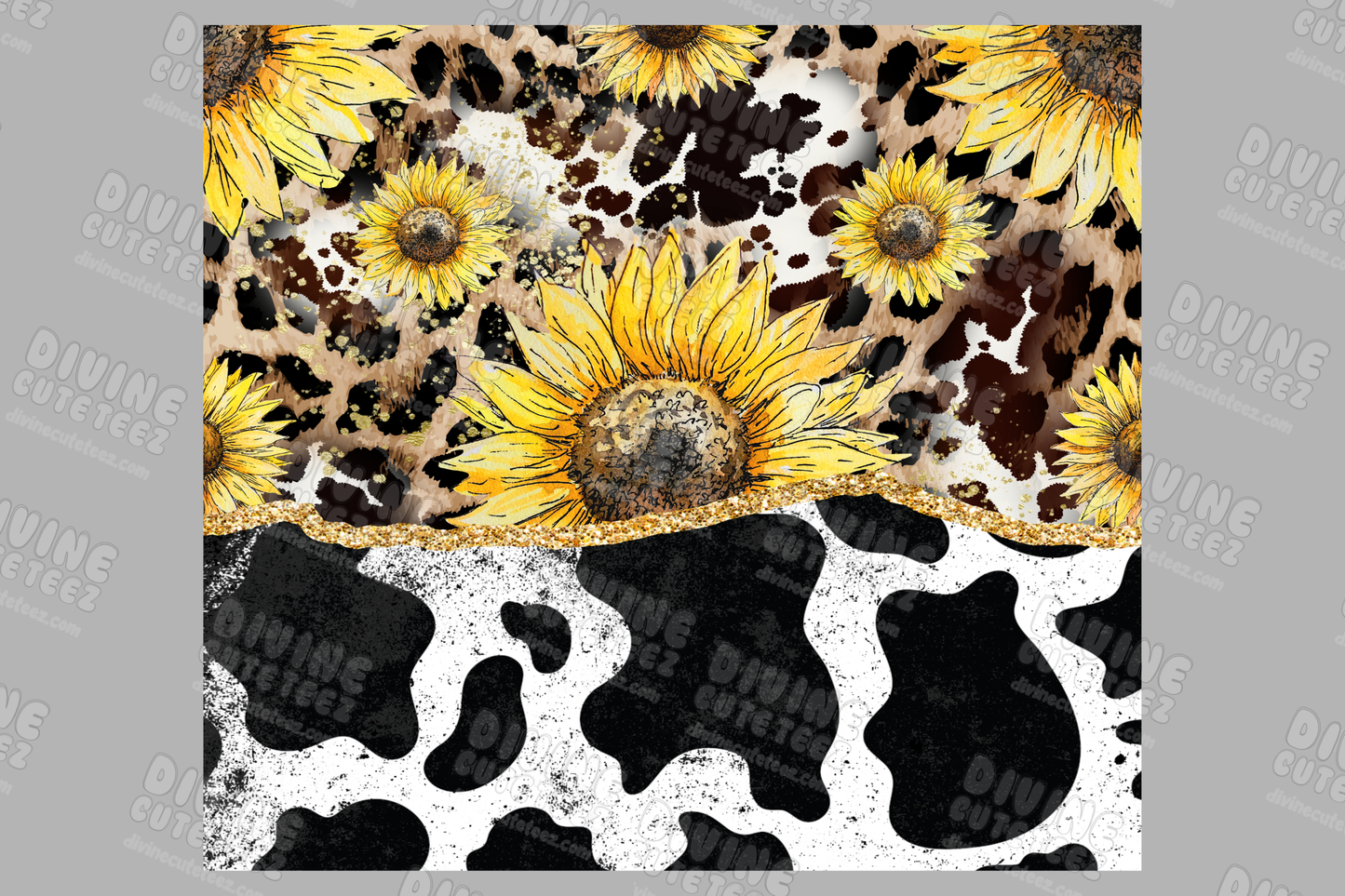 Cowprint Sunflower 20oz Sublimation Transfer