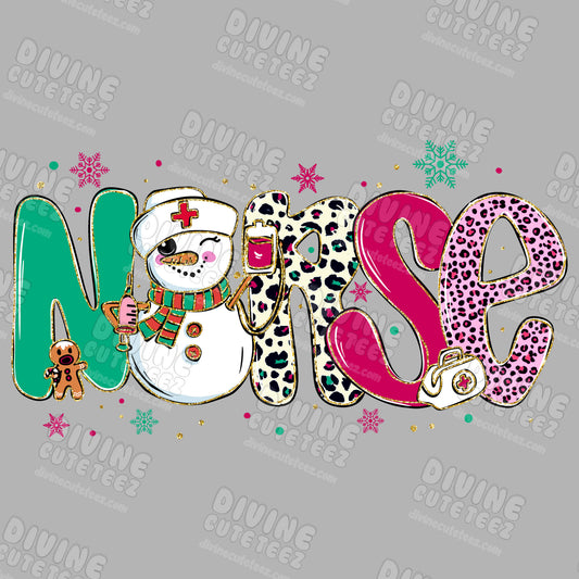 Nurse Snowman DTF Transfer