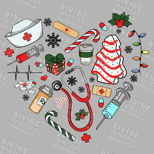 Nurse Collage Heart DTF Transfer