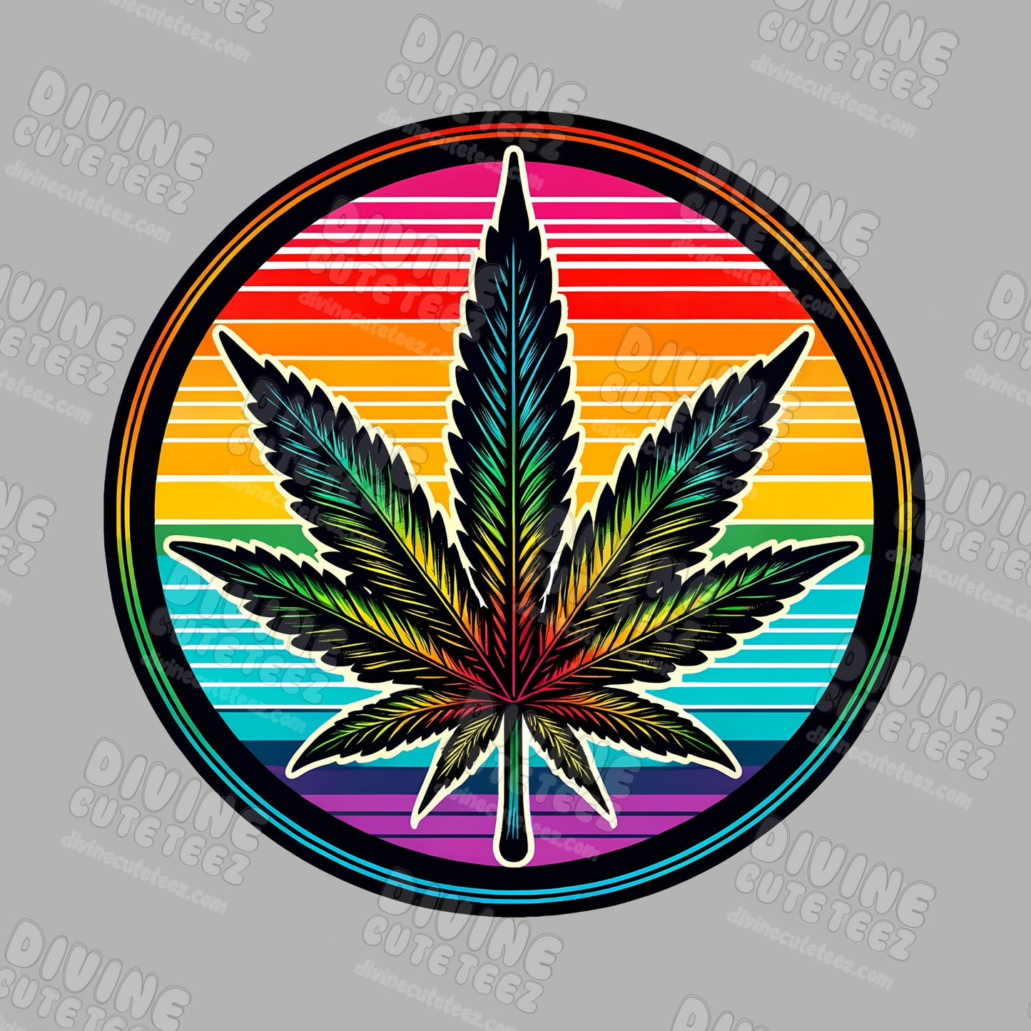 Rainbow Leaf DTF Transfer