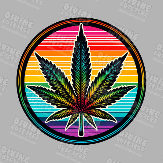 Rainbow Leaf DTF Transfer