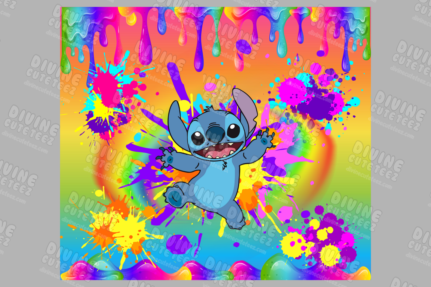 Tie Dye Drippy Stitch 20oz Sublimation Transfer