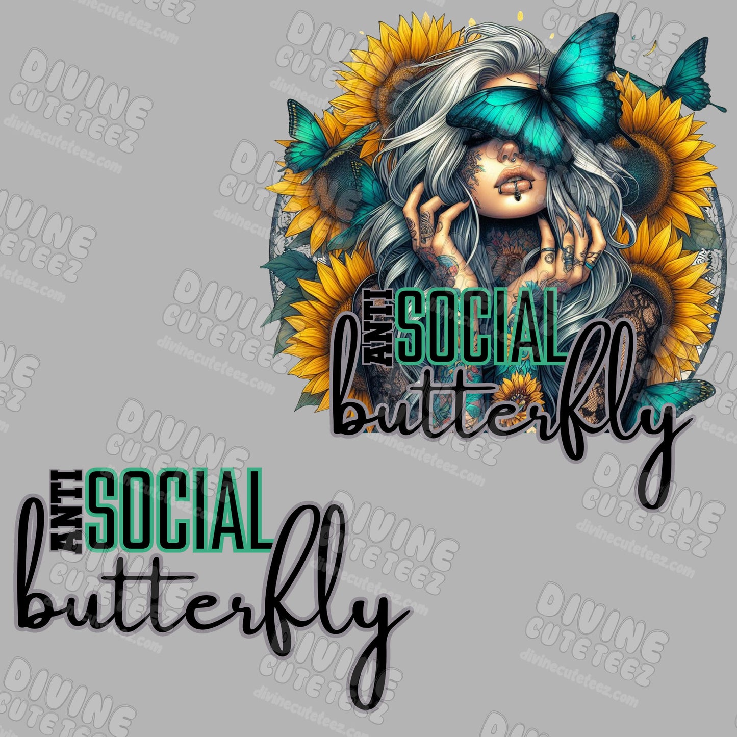 Antisocial Butterfly DTF Transfer Full Size Set