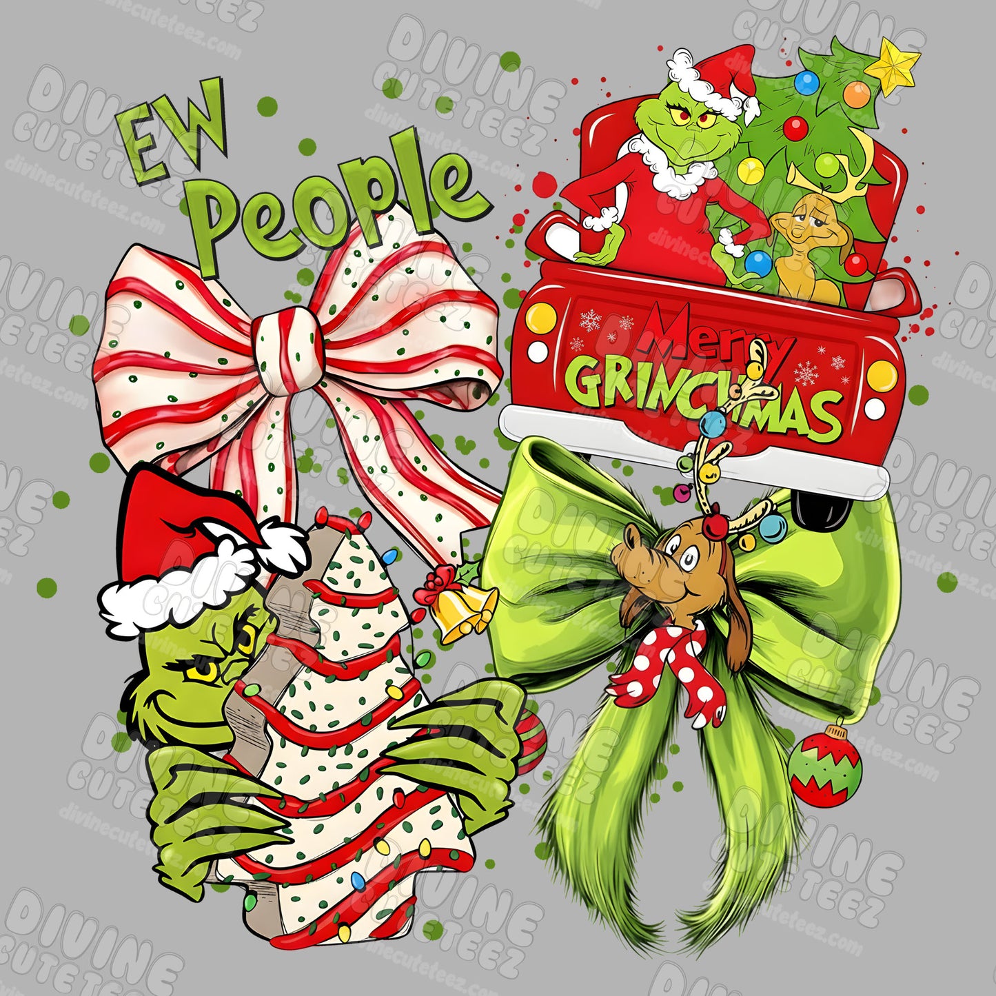 Grinch Christmas Cake DTF Transfer