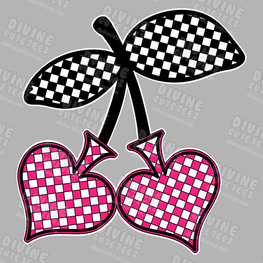 Checkered Spade Cherries DTF Transfer