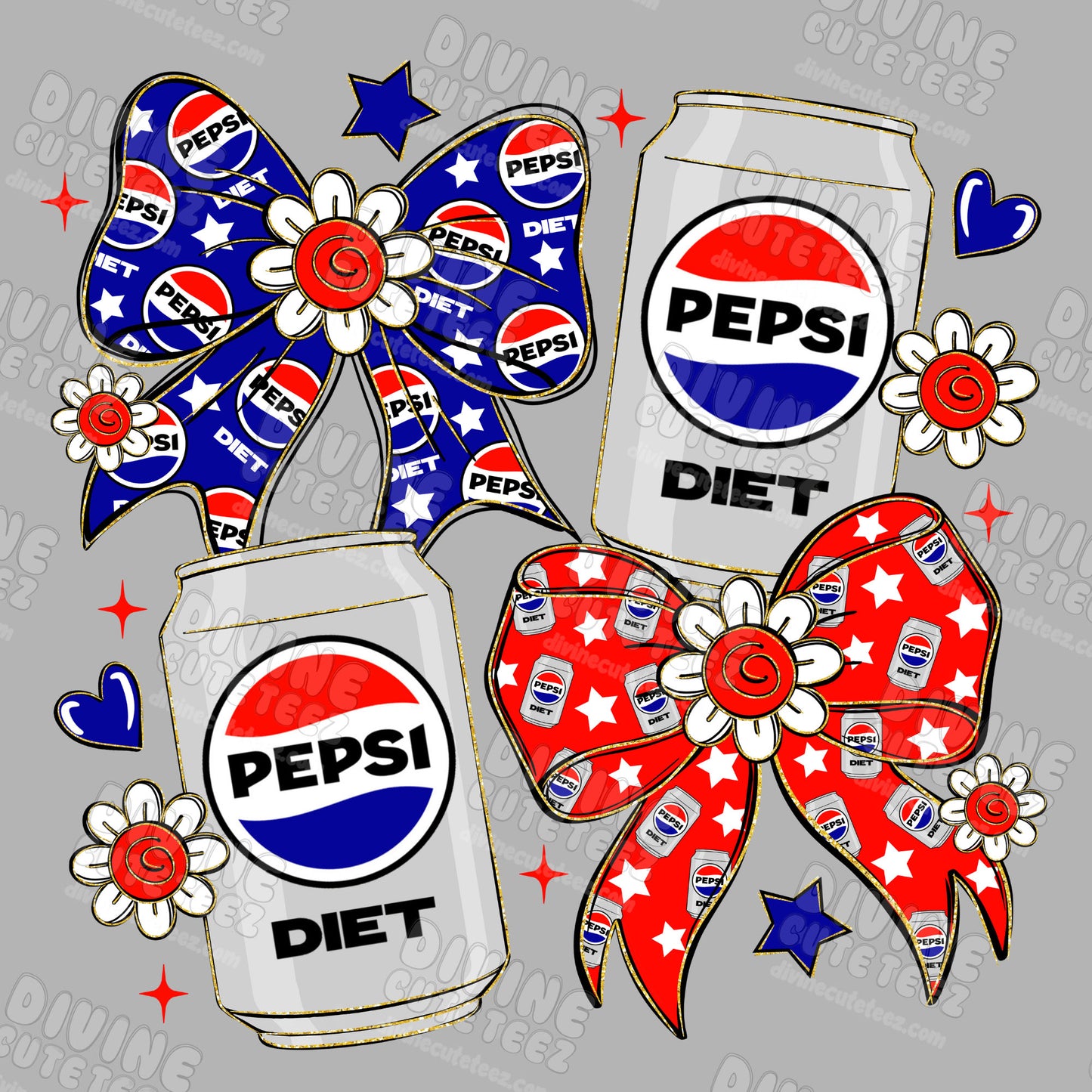 Diet Pepsi Bows Collage DTF Transfer