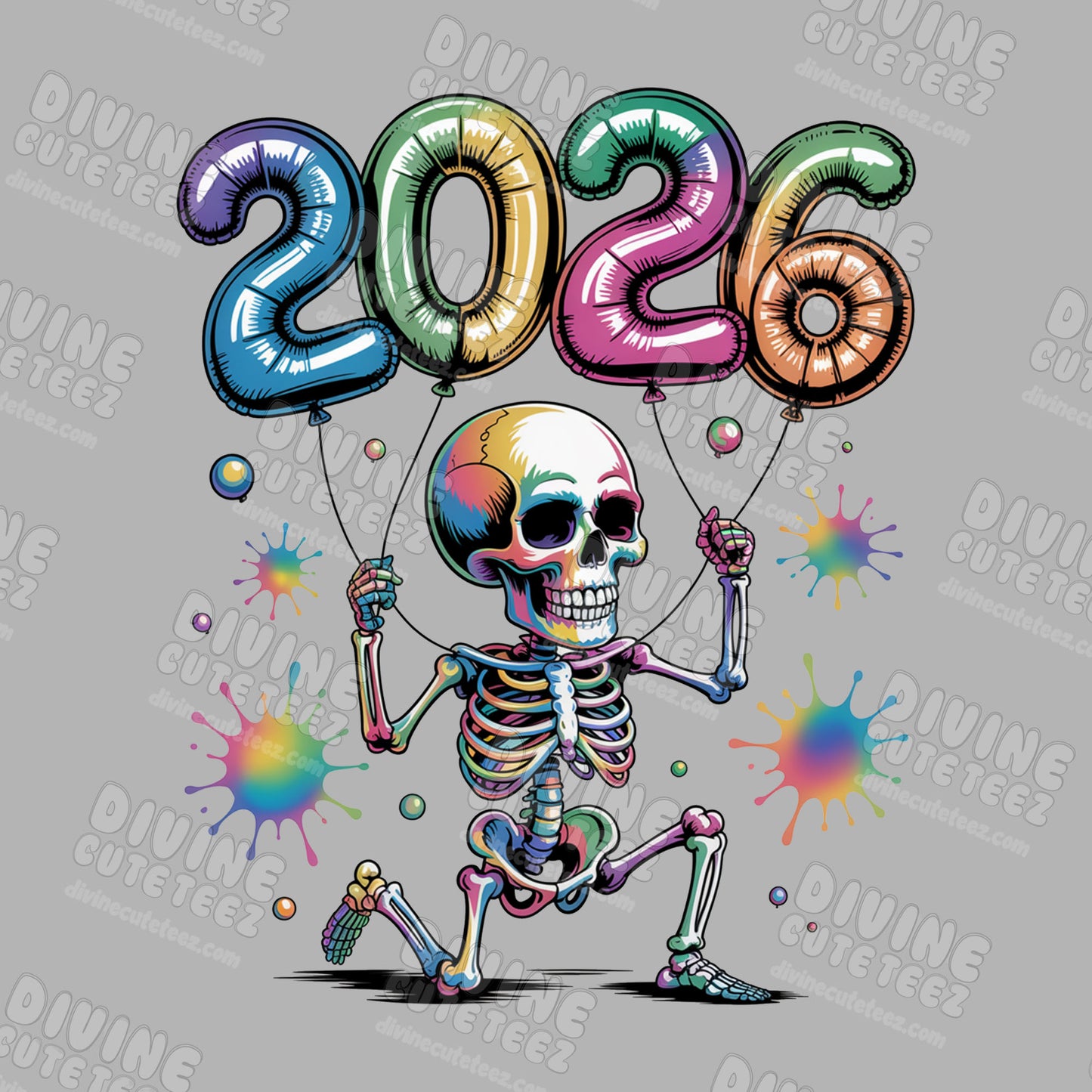 2026 Colorful Skeleton DTF Transfer