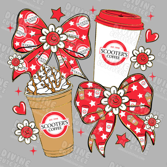 Scooters Coffee Bows Collage DTF Transfer
