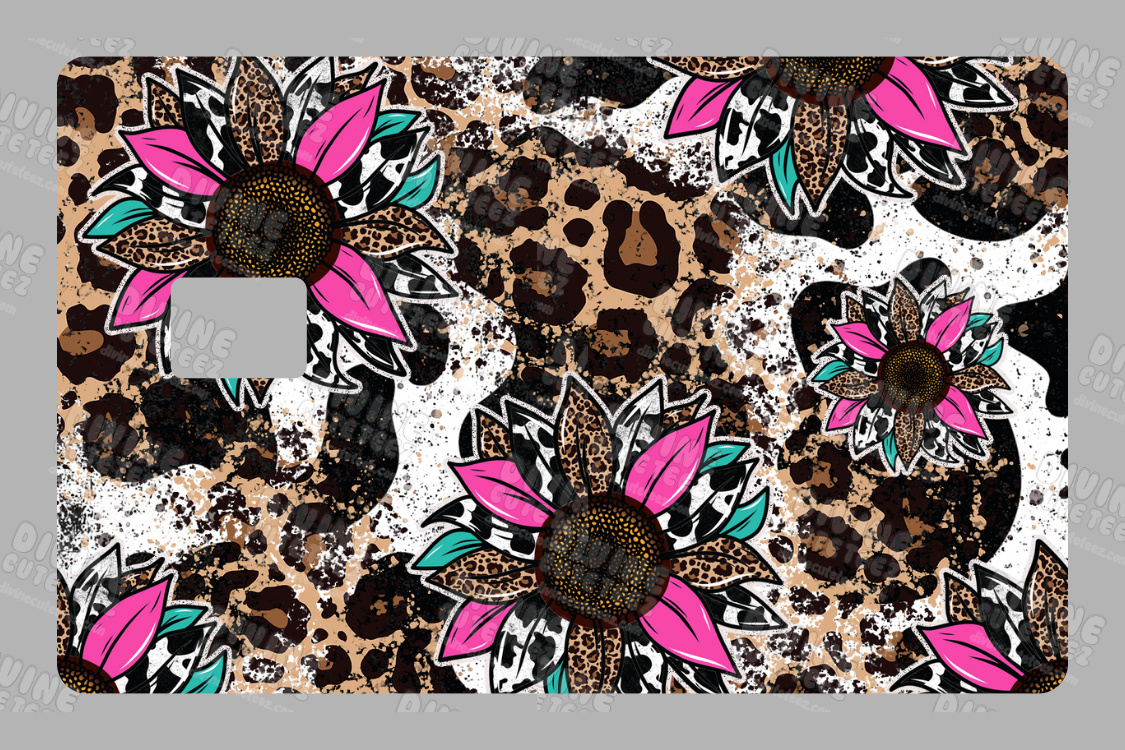 Sunflower Cheetah Print Card Skin UV-DTF
