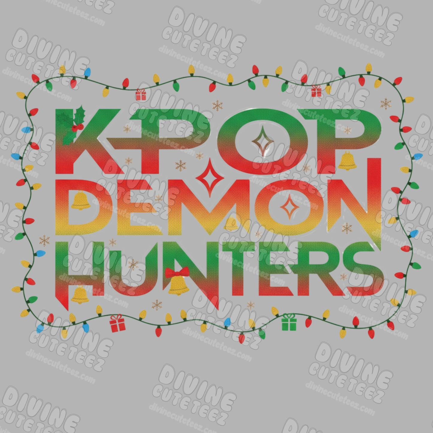 KPop Demon Hunters Christmas Lights DTF Transfer
