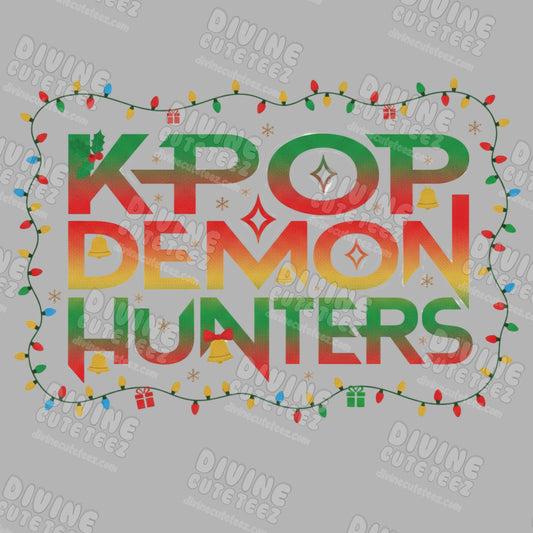 KPop Demon Hunters Christmas Lights DTF Transfer