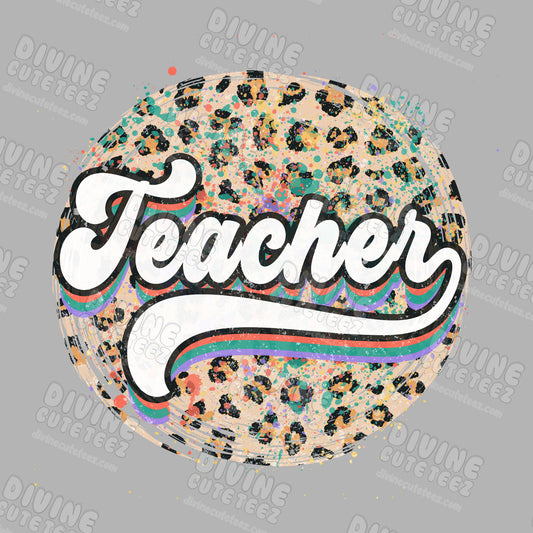 Leopard Print Teacher DTF Transfer