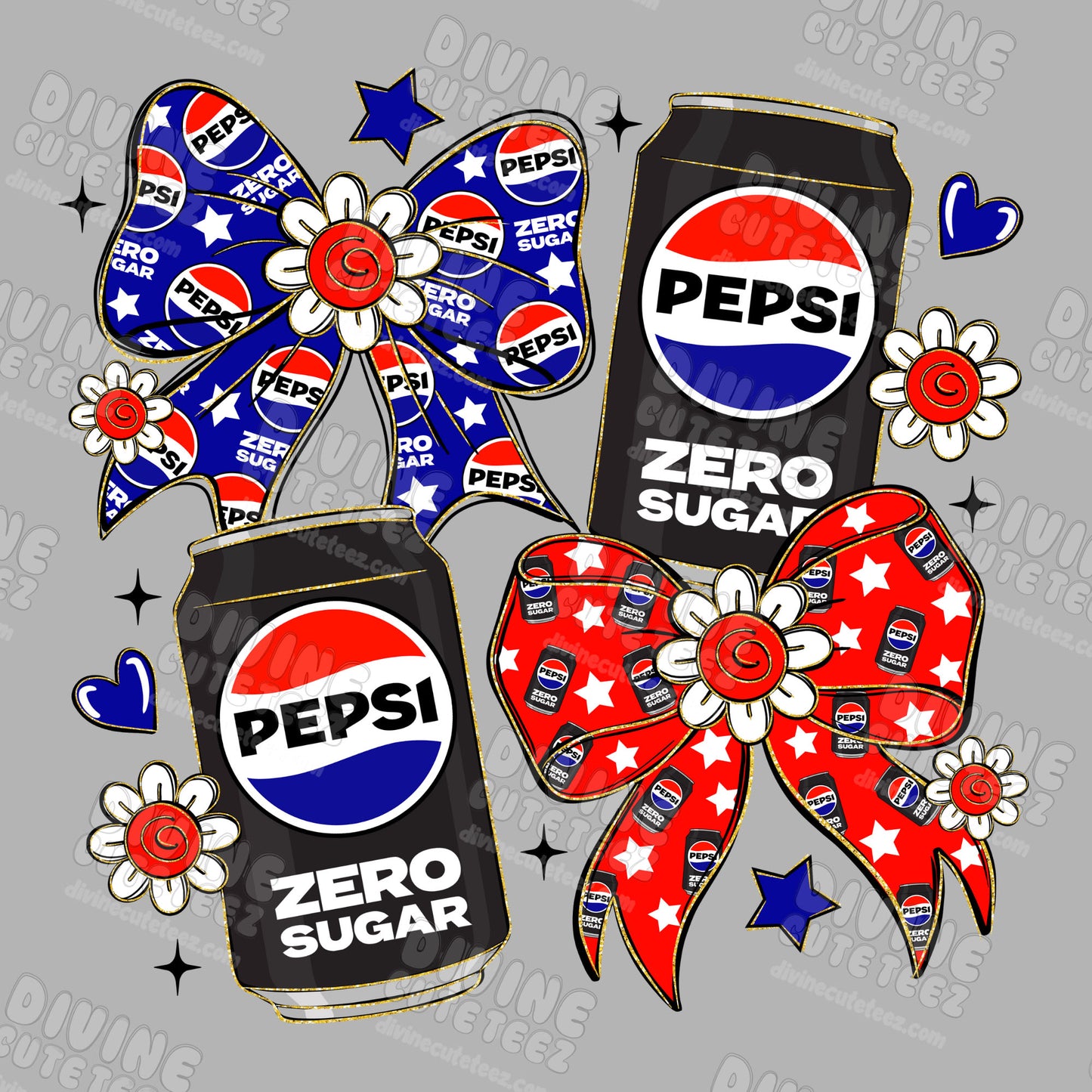 Pepsi Zero Bows Collage DTF Transfer