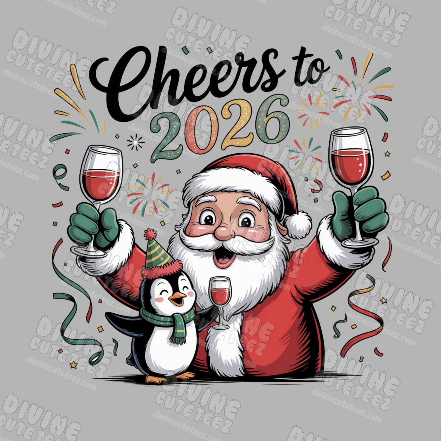 Santa Cheers  DTF Transfer