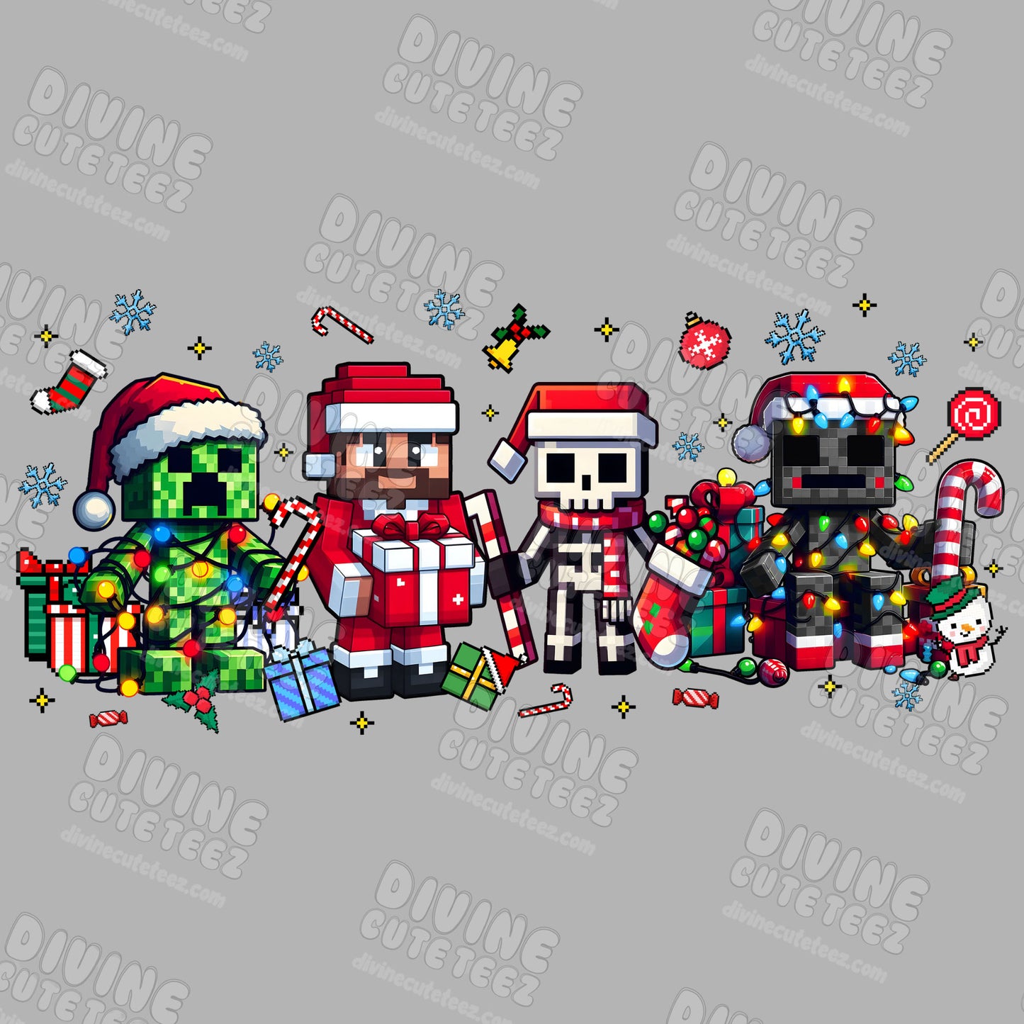 Minecraft Christmas DTF Transfer