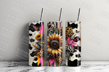 Sunflower Cheetah Cow Print 20oz Sublimation Transfer