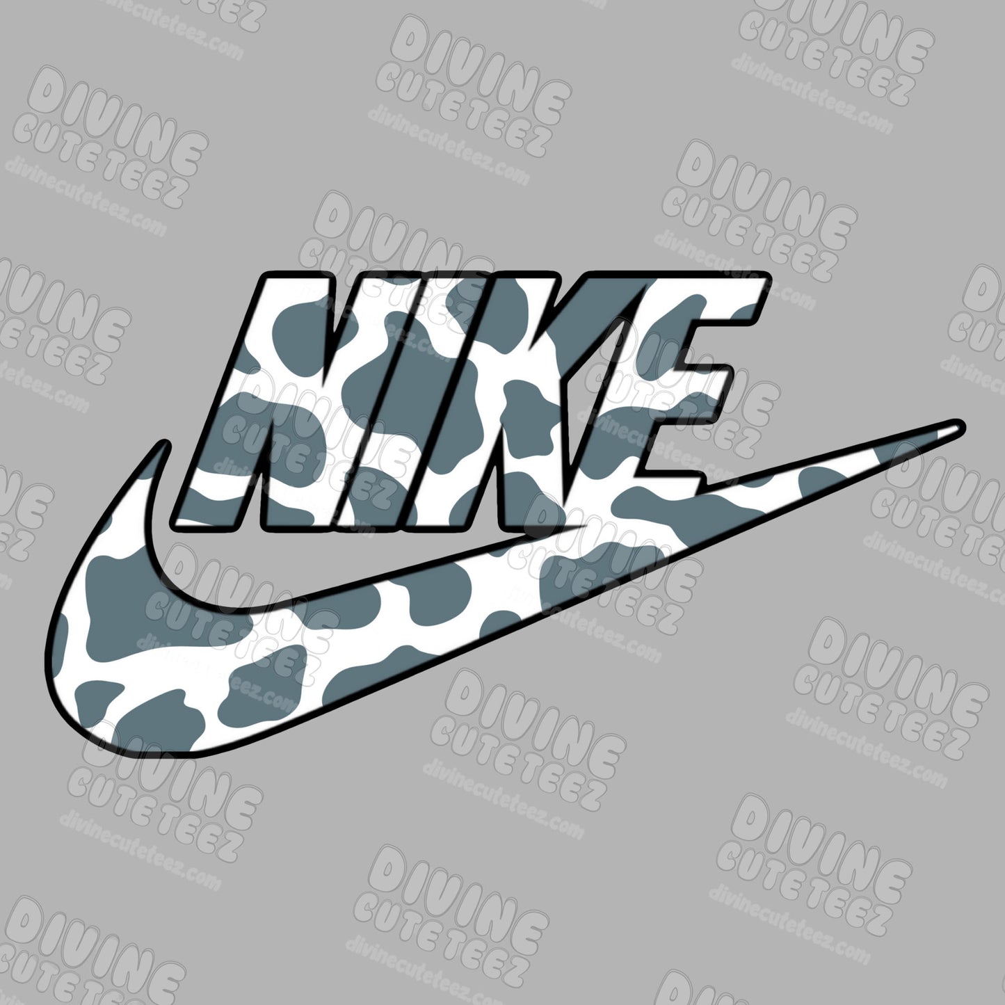 Grey Cowprint Swoosh DTF Transfer