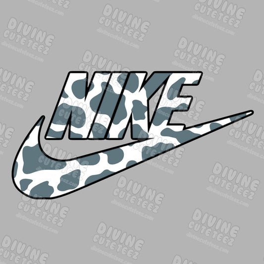 Grey Cowprint Swoosh DTF Transfer