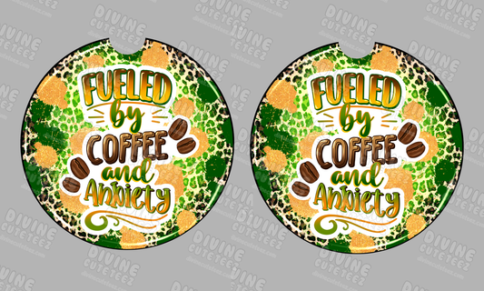 Fueled By Coffe & Anxiety Sublimation Coaster Set