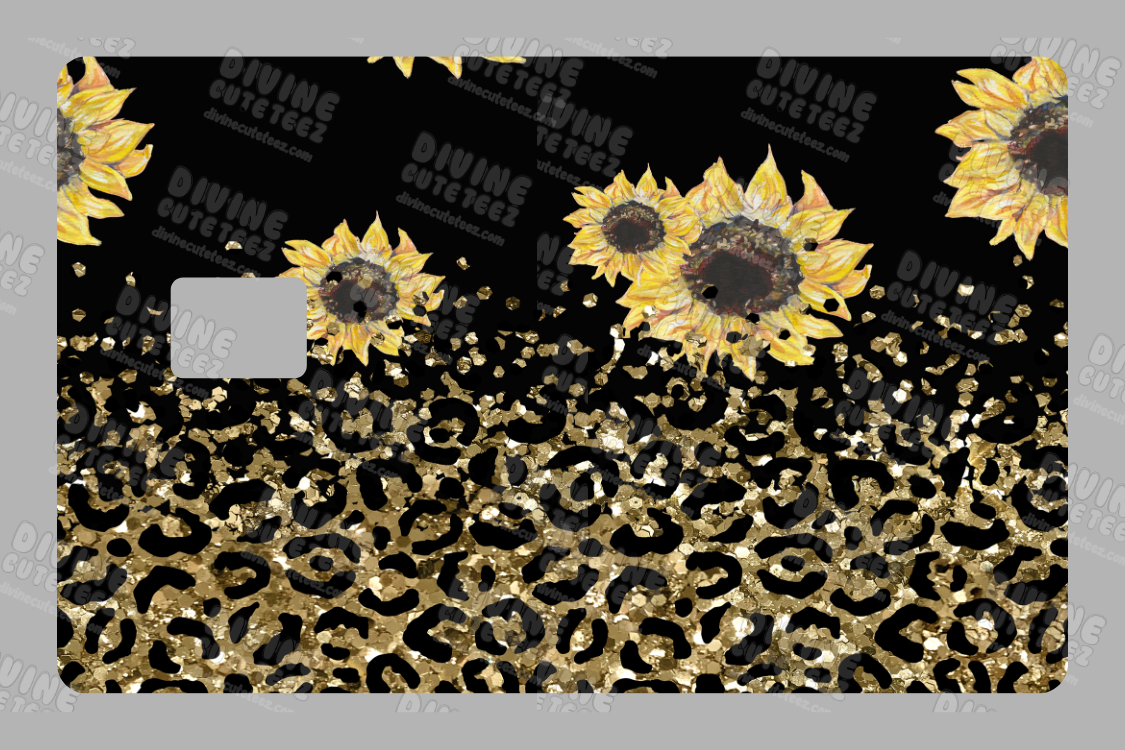 Glitter Ombre Sunflower Card Skin UV-DTF