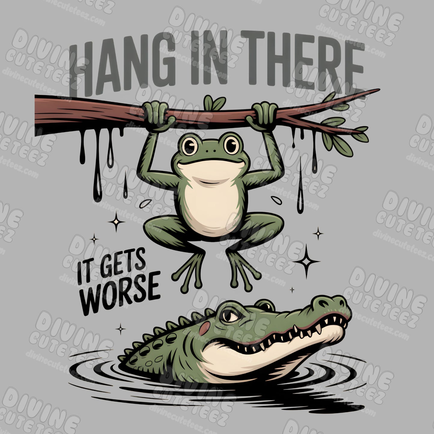 Hang In There Frog DTF Transfer