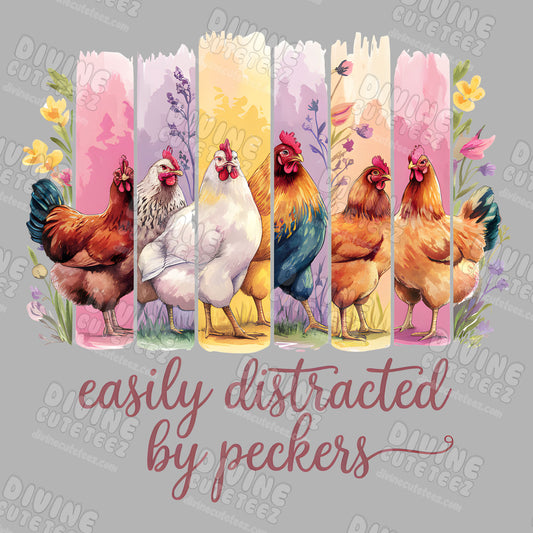 Easily Distracted By Peckers DTF Transfer