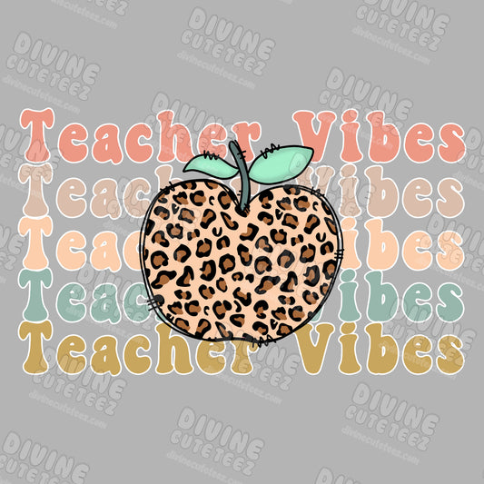 Teacher Vibes Cheetah Apple DTF Transfer