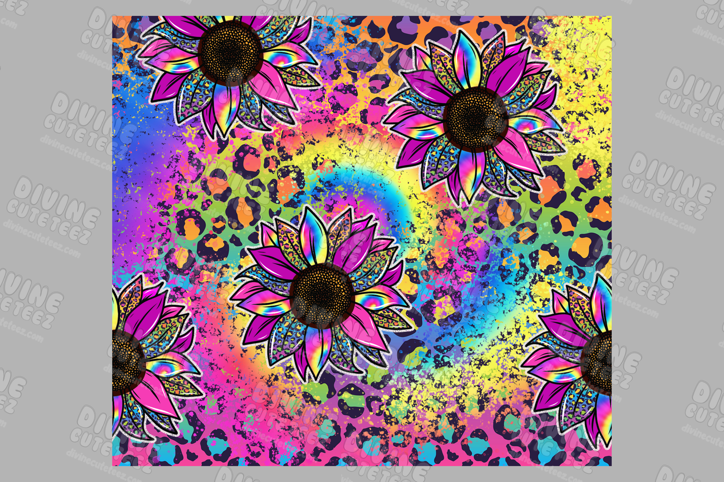 Sunflower Rainbow Cheetah Swirl 20oz Sublimation Transfer