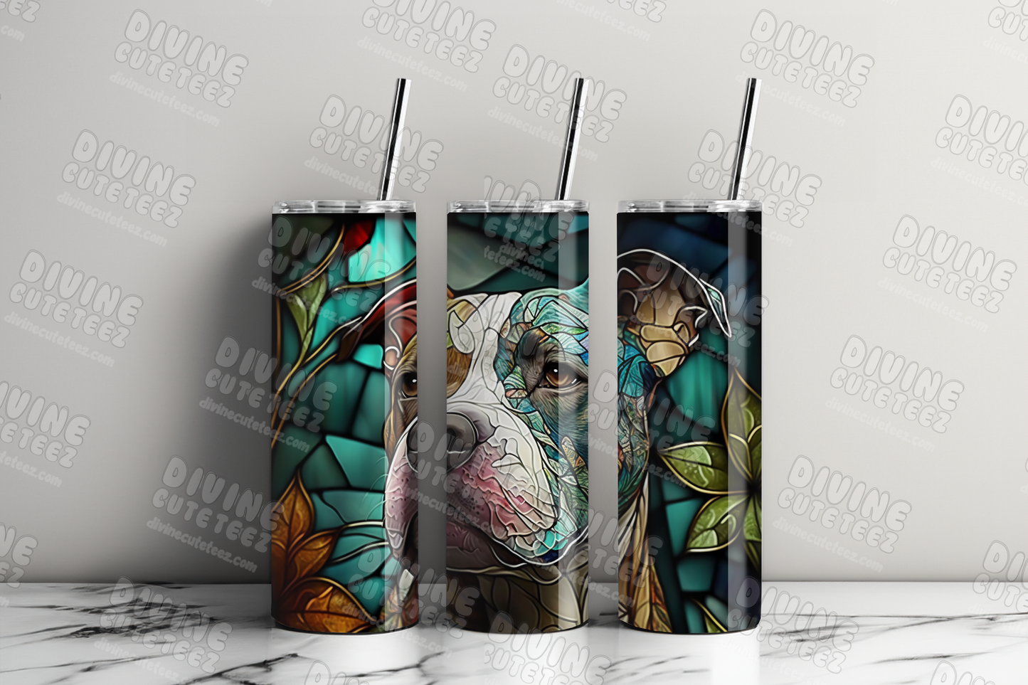 Stained Glass Pitbull 20oz Sublimation Transfer