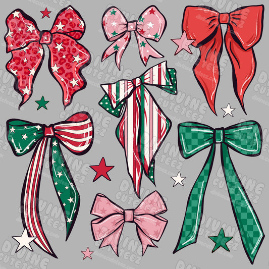 Christmas Bows DTF Transfer