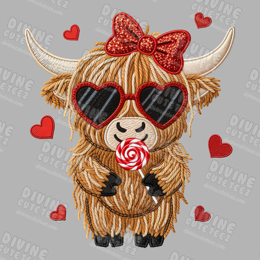 Valentine Highland Cow DTF Transfer
