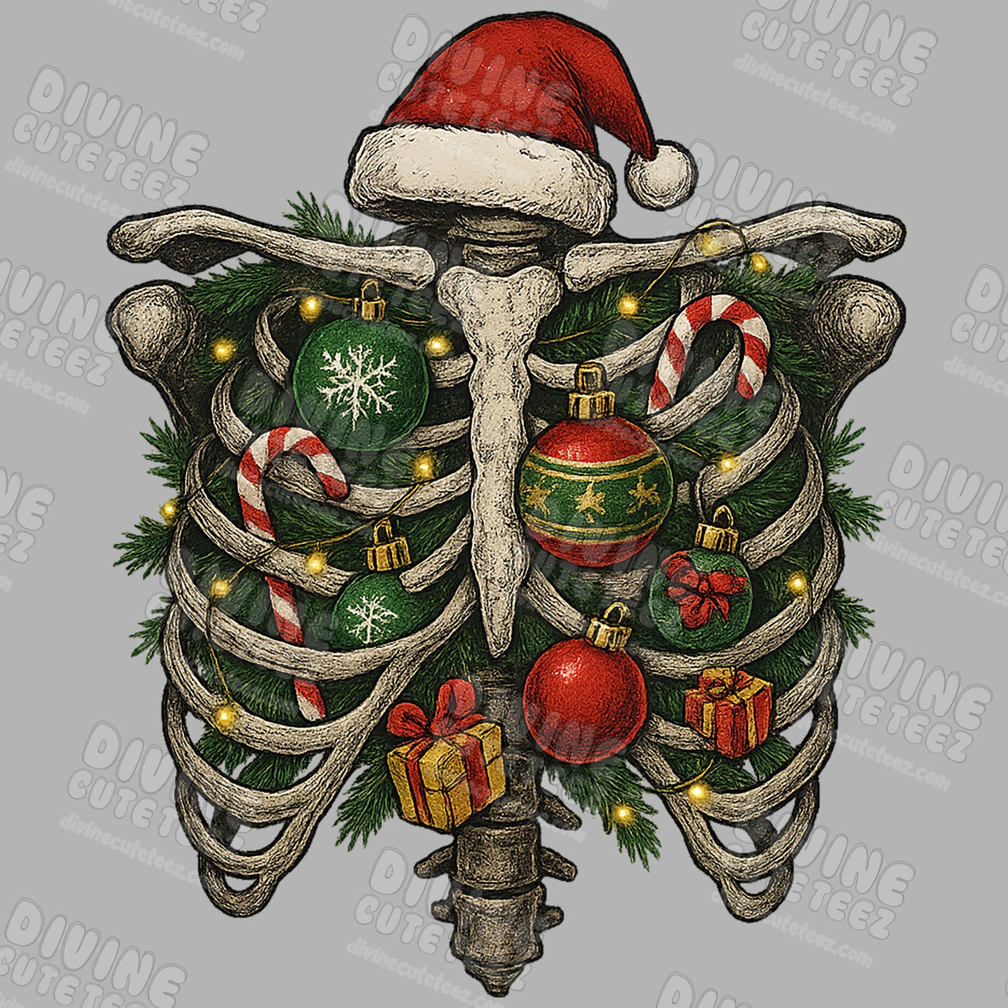 Christmas Ribcage Skeleton DTF Transfer