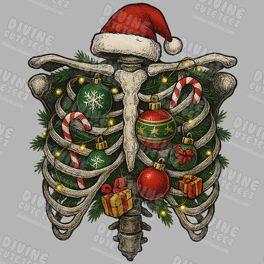 Christmas Ribcage Skeleton DTF Transfer