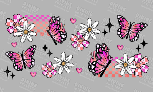 Checkered Butterfly 16oz UV-DTF Transfer