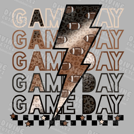 Cheetah Print Football Game Day DTF Transfer