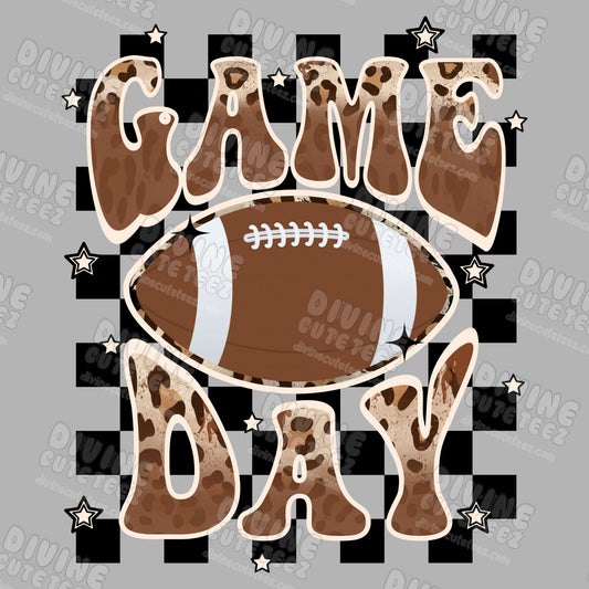 Checkered Cheetah Print Game Day DTF Transfer