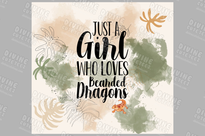 Just A Girl Who Loves Bearded Dragons 20oz Sublimation Transfer