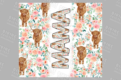 Floral Cow Mama 20oz Sublimation Transfer