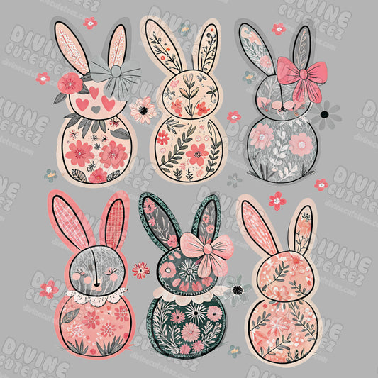 Floral Bunny Collage DTF Transfer